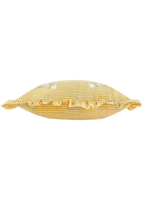 Wylder Martha Ruffle Embroidered Ruffle Yellow Cushion (50 x 50 x 8 cm) - One Size Image 4