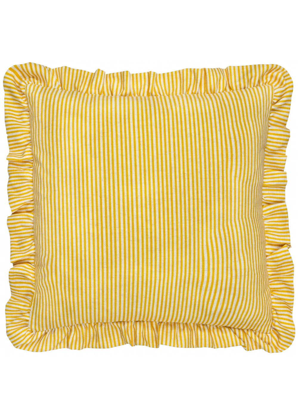 Wylder Martha Ruffle Embroidered Ruffle Yellow Cushion (50 x 50 x 8 cm) - One Size Image 3