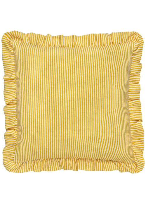 Wylder Martha Ruffle Embroidered Ruffle Yellow Cushion (50 x 50 x 8 cm) - One Size Image 3