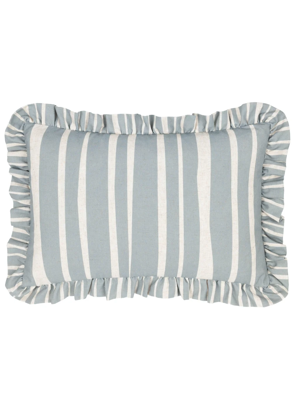 Furn Carmon Stripe Ruffle Blue Cushion (40 x 60 x 8 cm) - One Size Image 2