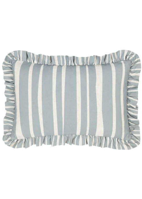 Furn Carmon Stripe Ruffle Blue Cushion (40 x 60 x 8 cm) - One Size Image 2