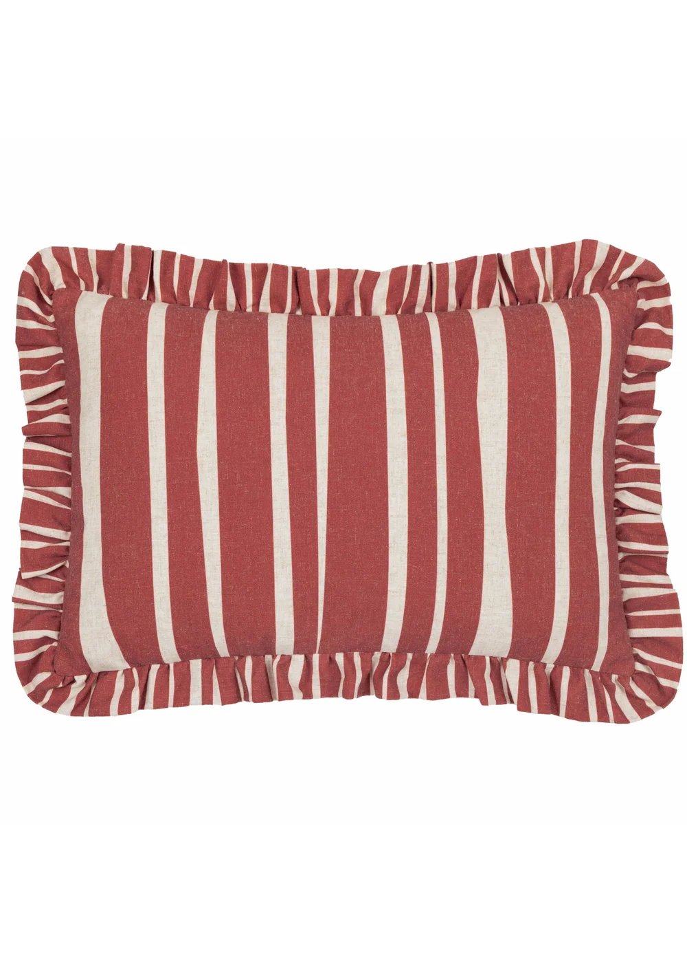 Furn Carmon Stripe Ruffle Red Cushion (40 x 60 x 8 cm) - One Size Image 2