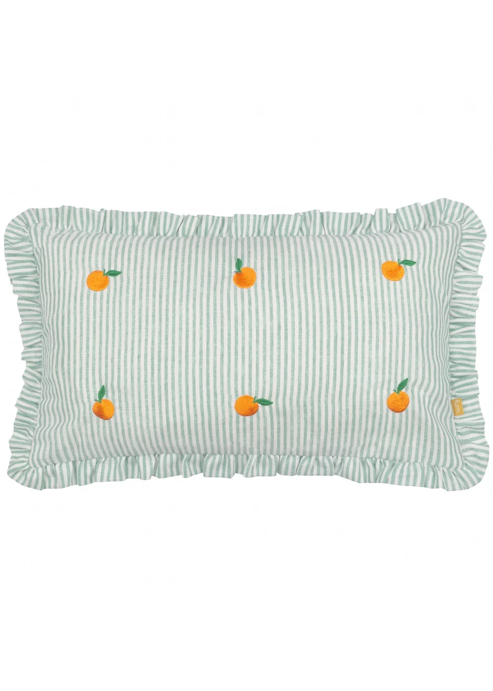 Furn Les Fruites Embroidered Ruffle Orange Cushion (30 x 50 x 8 cm) - One Size Image 2