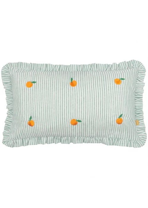 Furn Les Fruites Embroidered Ruffle Orange Cushion (30 x 50 x 8 cm) - One Size Image 2