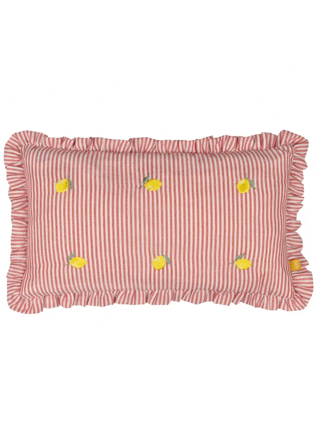 Furn Les Fruites Embroidered Ruffle Lemon Cushion (30 x 50 x 8 cm)