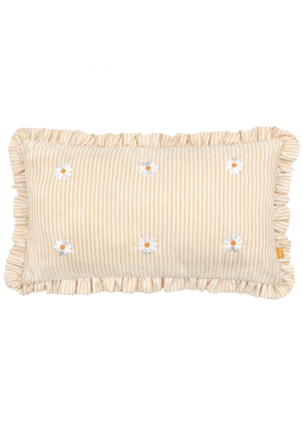 Furn Les Fleurs Embroidered Ruffle Yellow Cushion (30 x 50 x 8 cm) - One Size Image 2