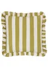 Furn Linen Stripe Printed Ruffle Olive Cushion (50 x 50 x 8 cm) - One Size Image 2