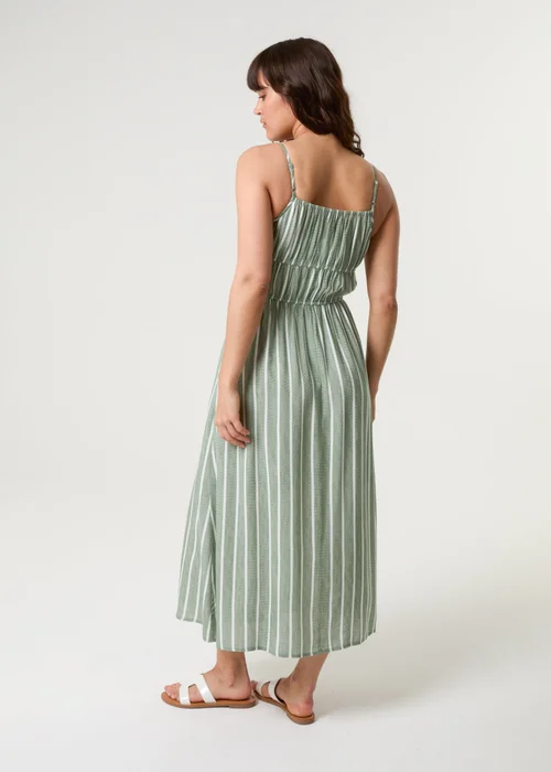 Blue Vanilla Khaki Tie Front Midi Dress - Large Image 4