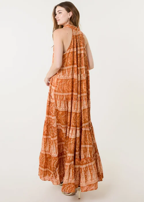 Blue Vanilla Red Tie Neck Maxi Dress - L Image 4