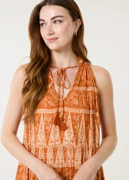 Blue Vanilla Red Tie Neck Maxi Dress - L Image 2