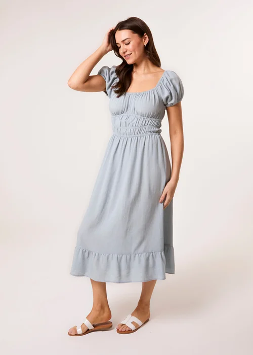 Blue Vanilla Blue Puff Sleeve Shirred Panel Dress - S Image 3