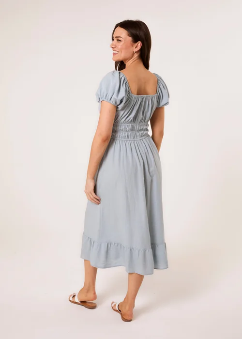 Blue Vanilla Blue Puff Sleeve Shirred Panel Dress - S Image 4