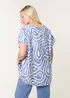 Blue Vanilla Blue Round Neck Top With Abstract Print - Small/Medium Image 4
