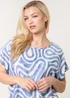 Blue Vanilla Blue Round Neck Top With Abstract Print - Small/Medium Image 2