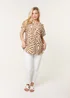 Blue Vanilla Beige Round Neck Top With Abstract Print - Medium/Large Image 3