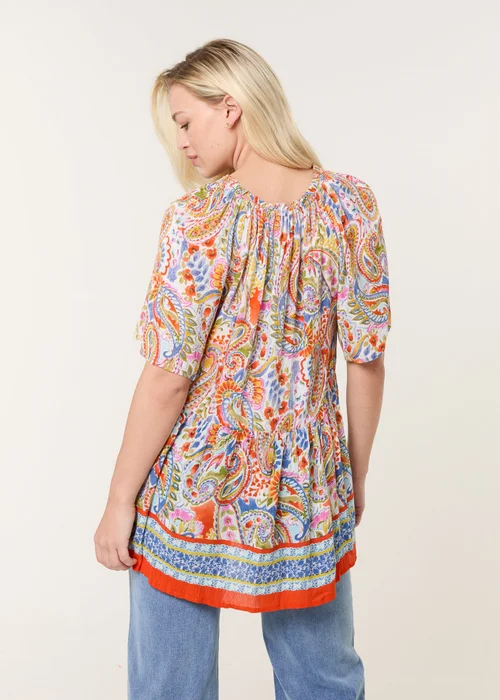 Blue Vanilla Multi Paisley Tie Front Top - NS1 Image 4