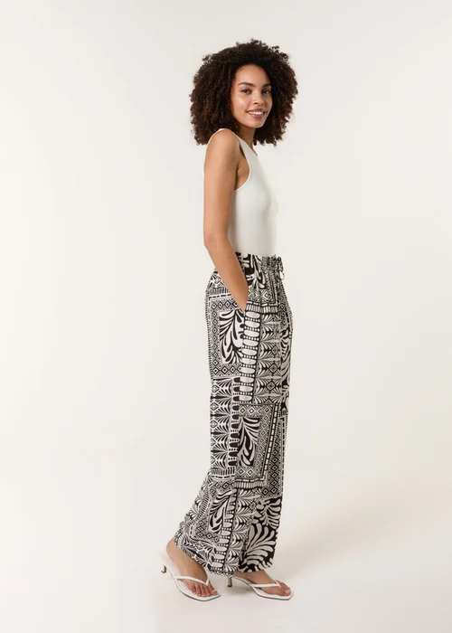 Blue Vanilla Black Abstract Print Trousers - M/L Image 2