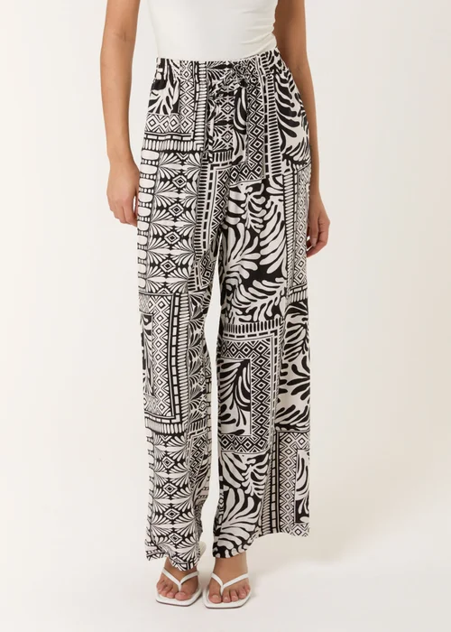 Blue Vanilla Black Abstract Print Trousers - M/L Image 1