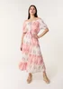 Blue Vanilla Pink Foil Print Amber Tiered Midi Dress - L Image 2