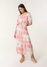 Blue Vanilla Pink Foil Print Amber Tiered Midi Dress - L Image 5