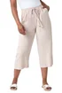Roman Stone Petite Linen Mix Wide Cropped Trousers - 8 Image 1