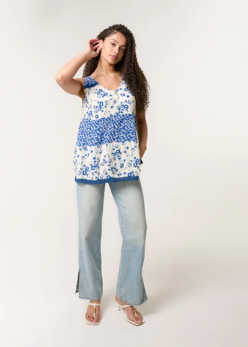 Blue Vanilla Ivory Crochet Mix Button Front Top - Small/Medium Image 2