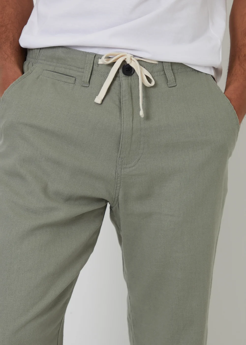 Threadbare Soft Green Linen Blend Casual Trousers - 34/L32 Image 4