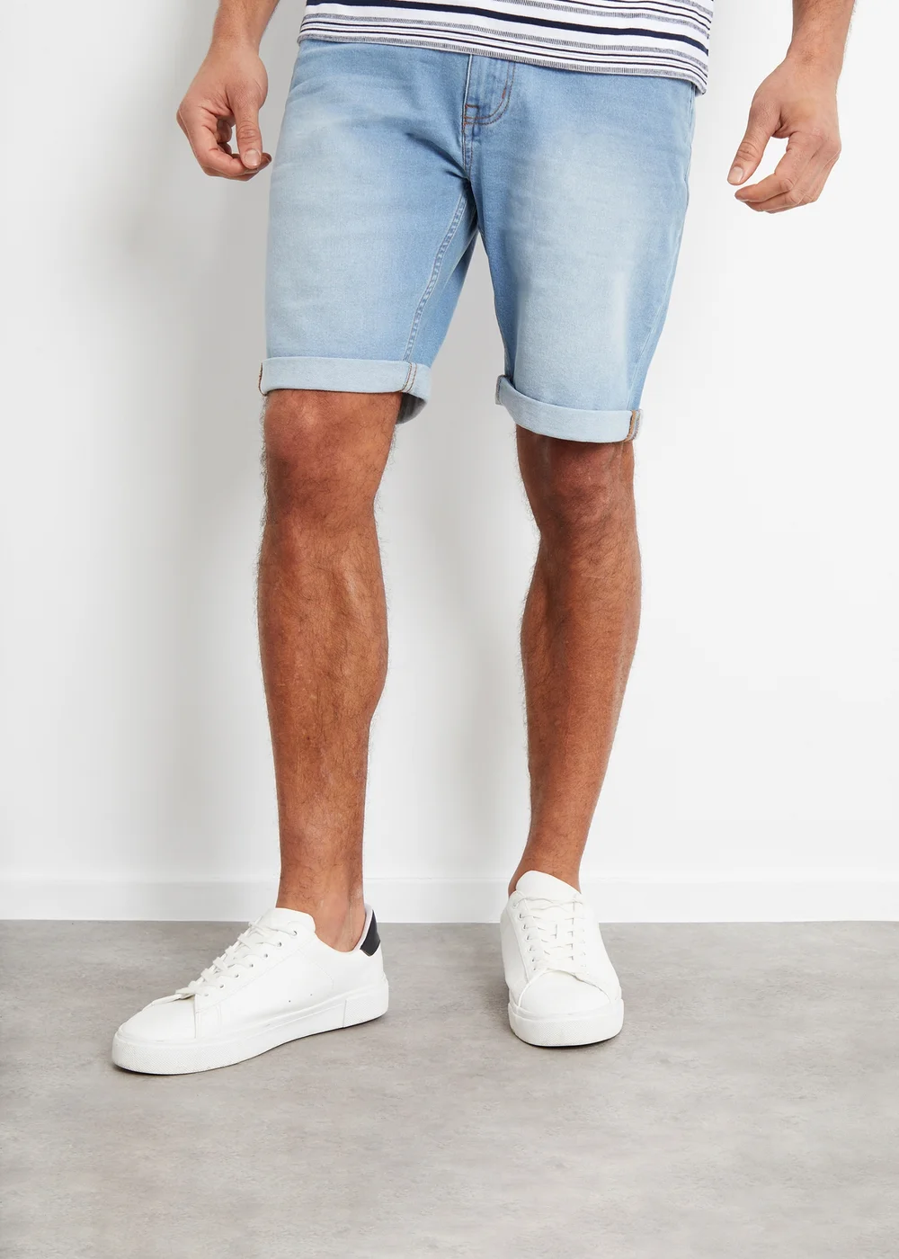 Threadbare Light Blue Edmonton Turn Up Denim Shorts - 36/L32 Image 1