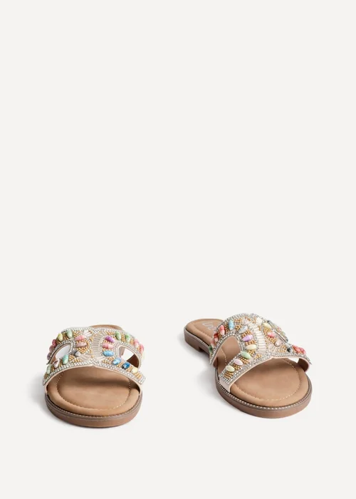 Linzi Nerissa Multi Beaded Diamante Flat Slider Sandal - Size 3 Image 3