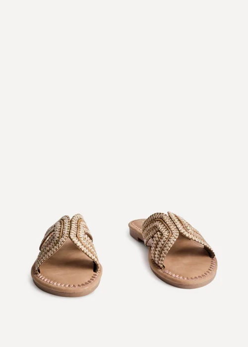 Linzi Solar Sand Raffia Link Design Flat Slider Sandal - Size 4 Image 3