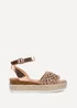 Linzi Sundown Pink Faux Leather Handwoven Espadrille Flatform Sandal - Size 4 Image 2