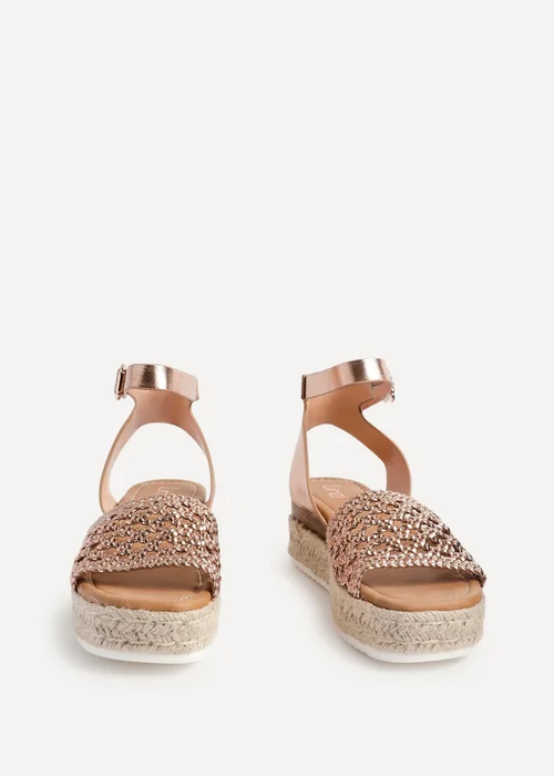 Linzi Sundown Pink Faux Leather Handwoven Espadrille Flatform Sandal - Size 4 Image 3