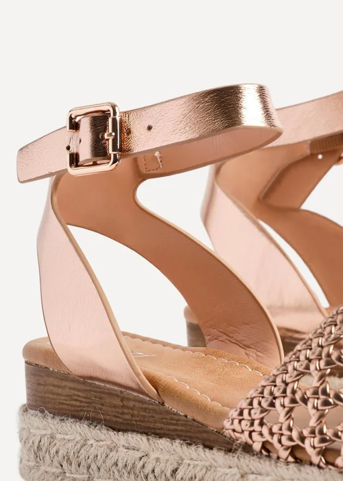 Linzi Sundown Pink Faux Leather Handwoven Espadrille Flatform Sandal - Size 4 Image 4