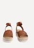 Linzi Sundown Tan Faux Leather Handwoven Espadrille Flatform Sandal - Size 5 Image 3