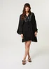 Blue Vanilla Black Embellished Kimono Sleeve Mini Dress - M Image 2