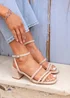 Linzi Hariette Sand Faux Leather Plaited Block Heeled Sandals - Size 7 Image 1