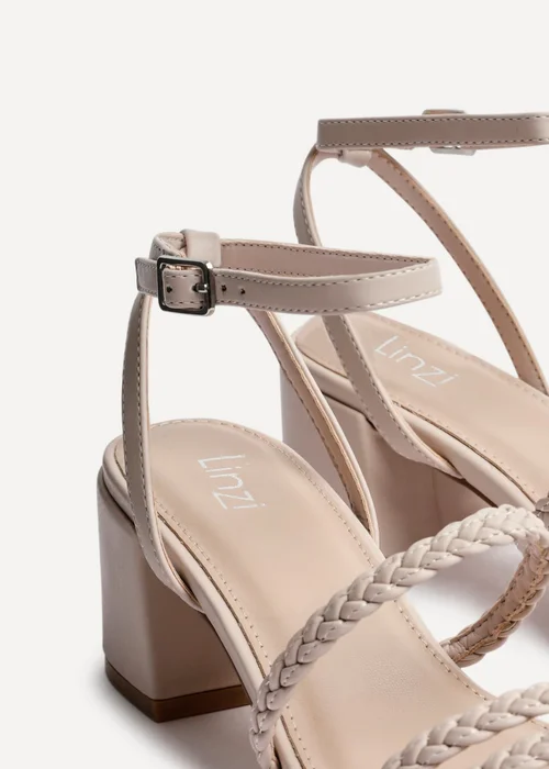 Linzi Hariette Sand Faux Leather Plaited Block Heeled Sandals - Size 7 Image 4