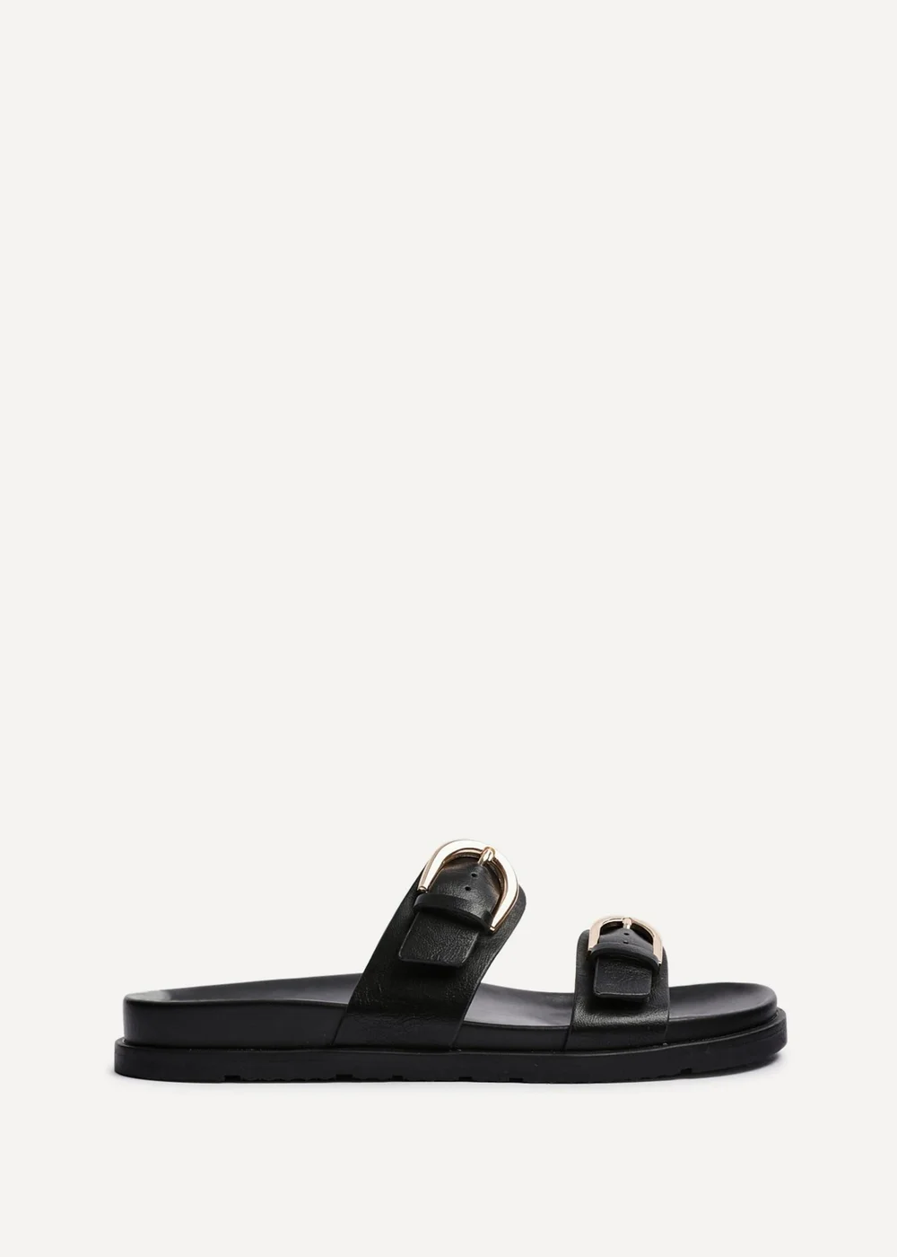 Linzi Miko Black Faux Leather Flat Sandal - Size 6 Image 2