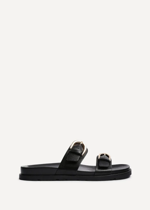 Linzi Miko Black Faux Leather Flat Sandal - Size 6 Image 2