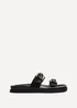 Linzi Miko Black Faux Leather Flat Sandal - Size 6 Image 2