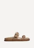 Linzi Miko Taupe Nubuck Flat Sandal - Size 6 Image 2