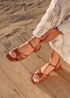 Linzi Zenna Tan Faux Leather Strappy Low Block Heeled Sandal - Size 7 Image 1
