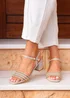 Linzi Indie Ivory Raffia Diamante Block Heeled Sandal - Size 6 Image 1