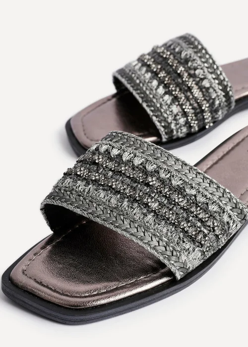 Linzi Fernanda Black Embellished Slip On Sandals - Size 6 Image 3