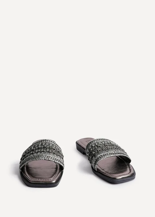 Linzi Fernanda Black Embellished Slip On Sandals - Size 6 Image 4