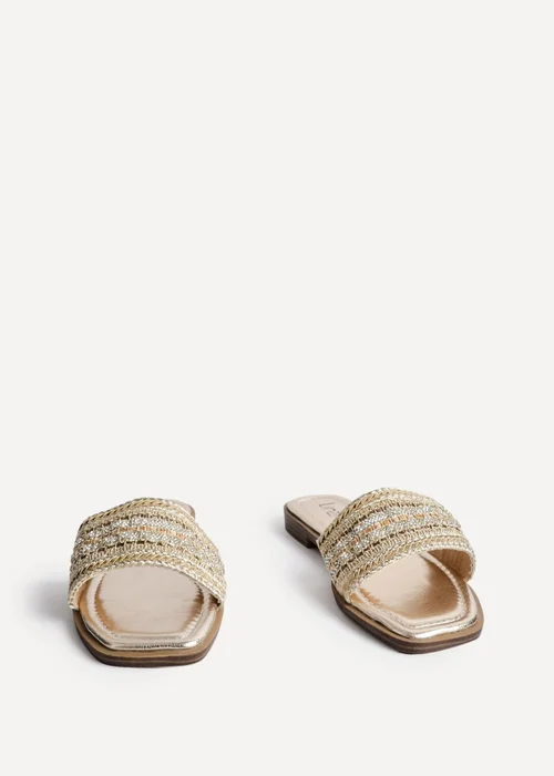 Linzi Fernanda Gold Embellished Slip On Sandals - Size 3 Image 3