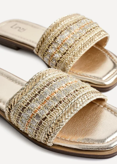 Linzi Fernanda Gold Embellished Slip On Sandals - Size 3 Image 4