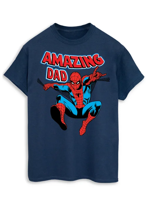 Marvel Spider Man Amazing Dad Navy T Shirt - 4XL Image 1