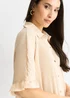 Gini London Beige Plisse Frill Detail Oversized Shirt Dress - M/L Image 3