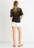 Gini London Black Fish Net Heart Pattern Crochet Top - M/L Image 2